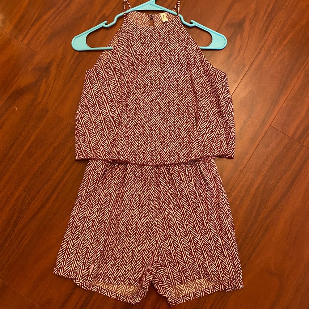 Maroon & White Romper
